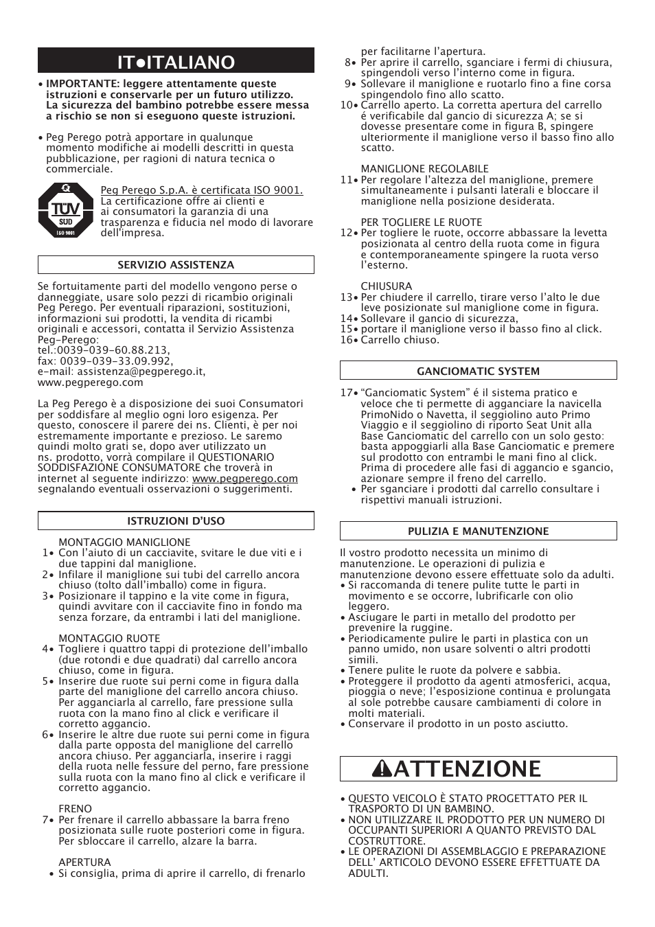 Attenzione, It•italiano | Peg-Perego Classico User Manual | Page 8 / 36