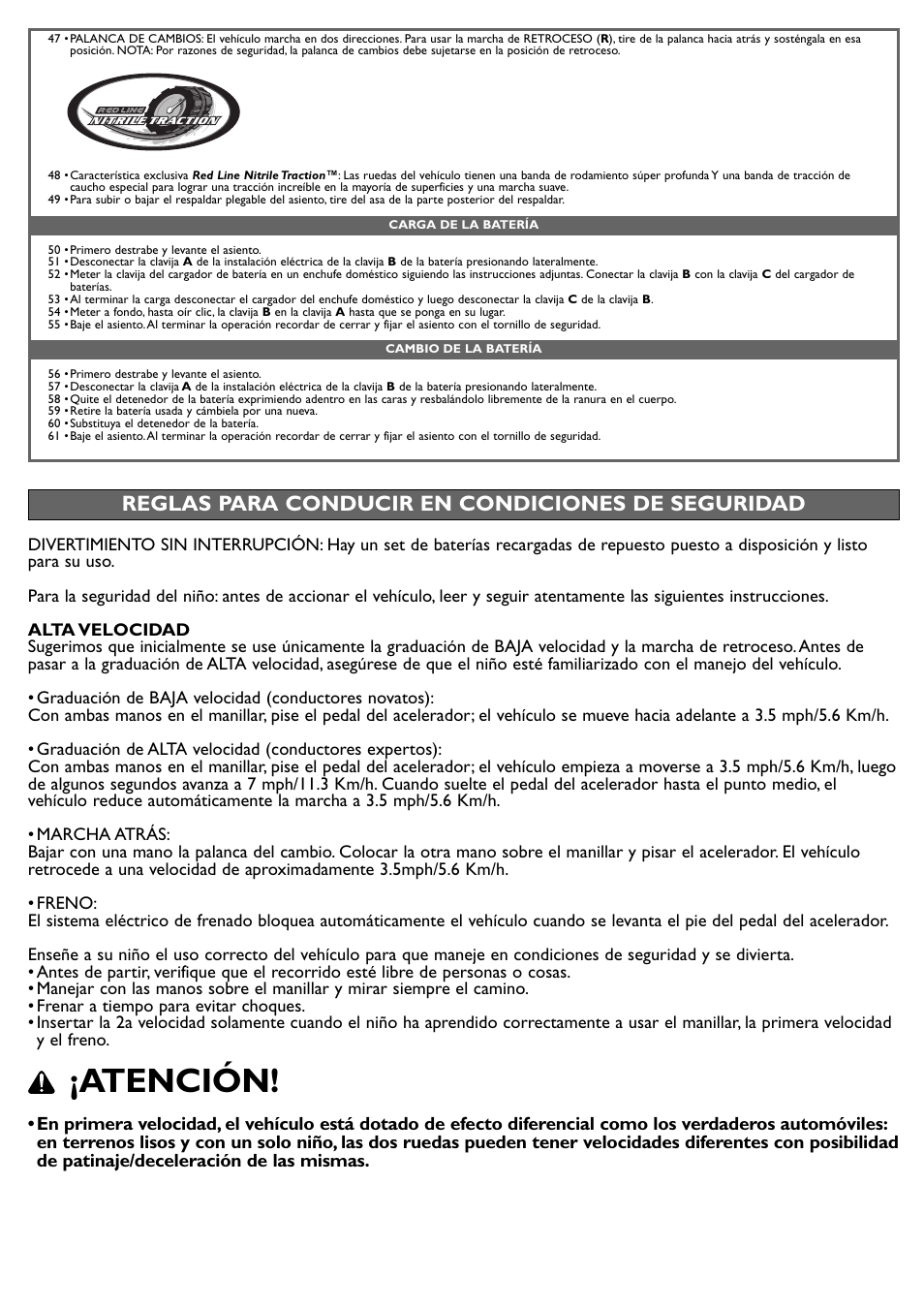 Atención, Reglas para conducir en condiciones de seguridad | Peg-Perego POLARIS IGOD0515 User Manual | Page 16 / 24
