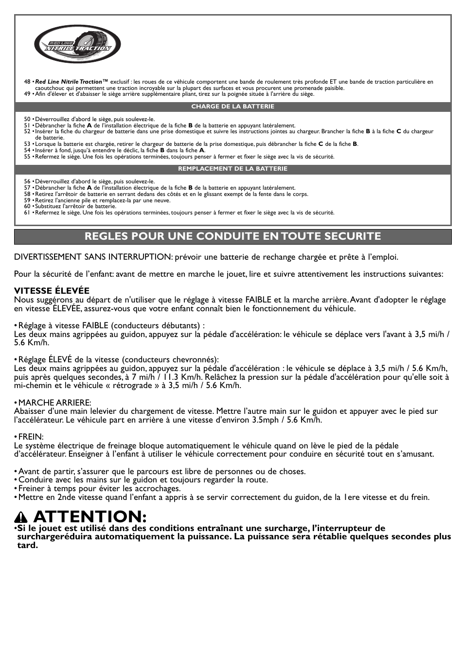 Attention, Regles pour une conduite en toute securite | Peg-Perego POLARIS IGOD0515 User Manual | Page 21 / 24