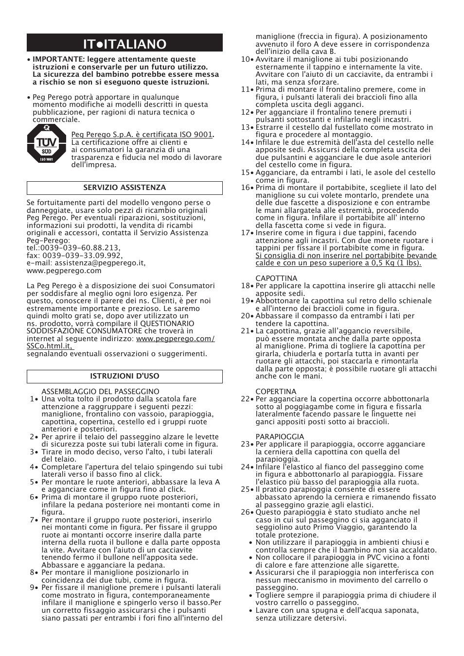 It•italiano | Peg-Perego Centro User Manual | Page 14 / 56