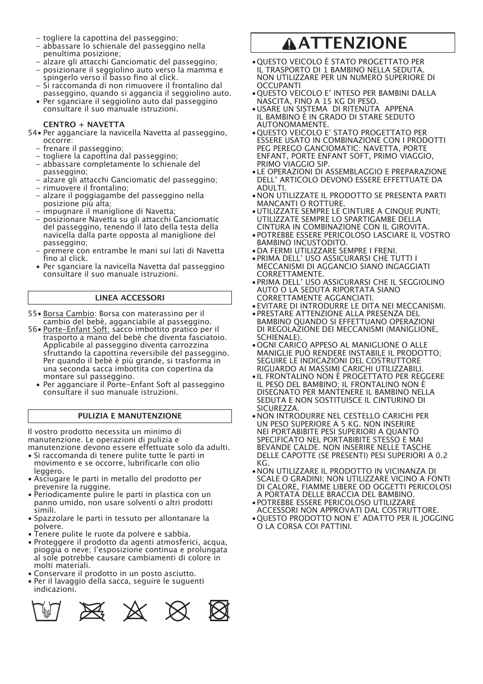 Attenzione | Peg-Perego Centro User Manual | Page 16 / 56