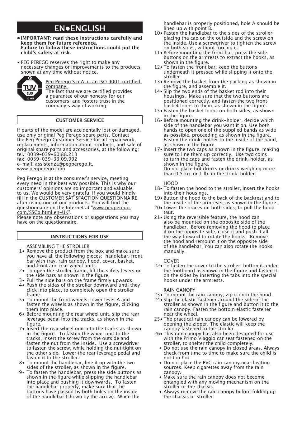 En•english | Peg-Perego Centro User Manual | Page 17 / 56