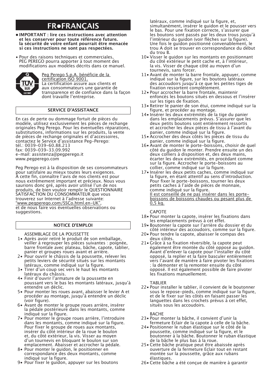 Fr•français | Peg-Perego Centro User Manual | Page 20 / 56