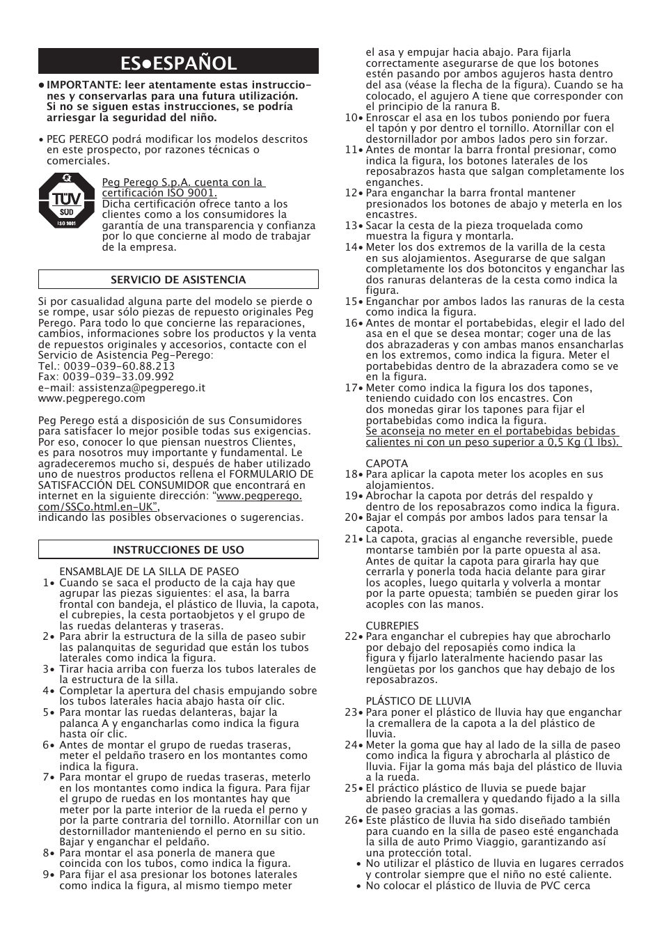 Es•español | Peg-Perego Centro User Manual | Page 27 / 56