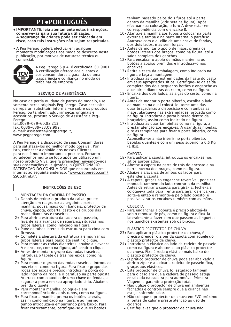 Pt•português | Peg-Perego Centro User Manual | Page 30 / 56