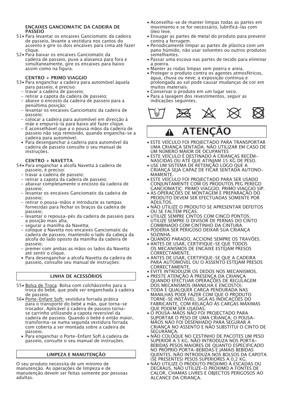 Atenção | Peg-Perego Centro User Manual | Page 32 / 56