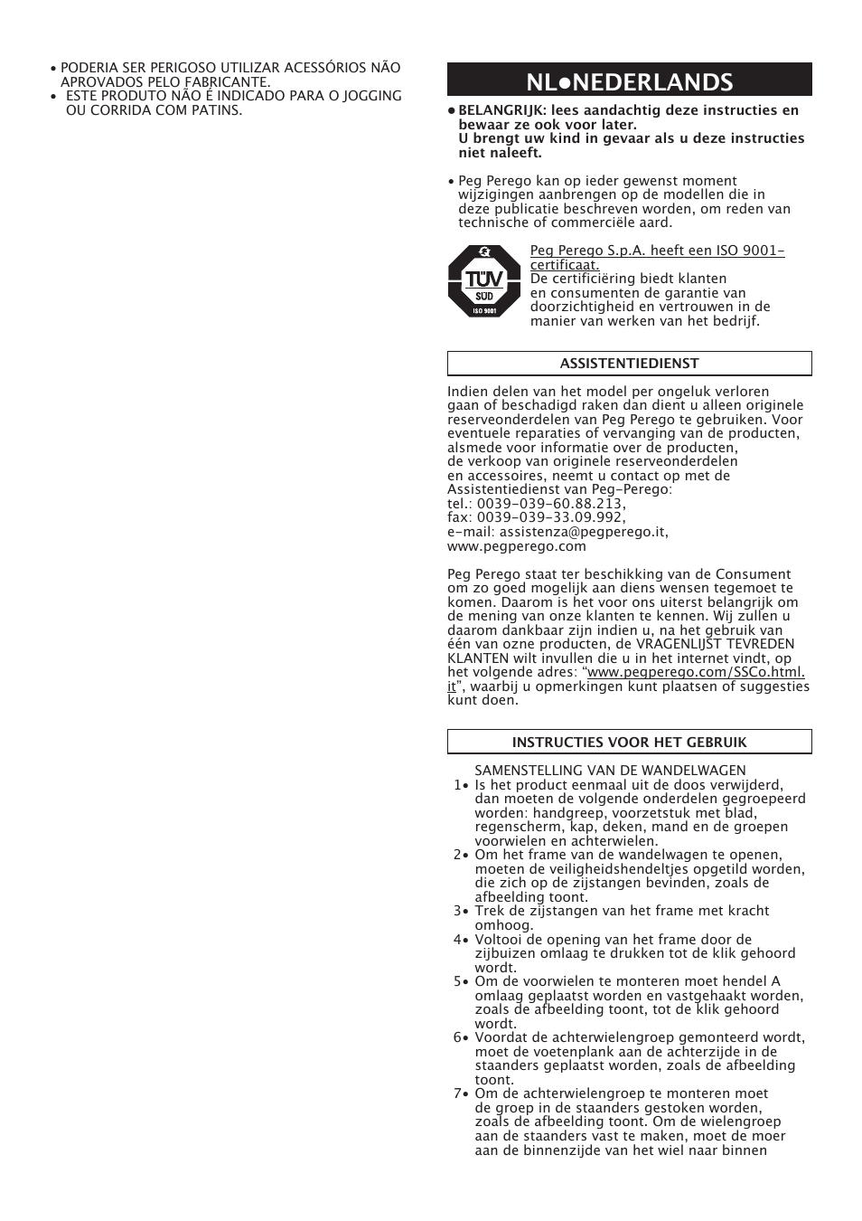 Nl•nederlands | Peg-Perego Centro User Manual | Page 33 / 56