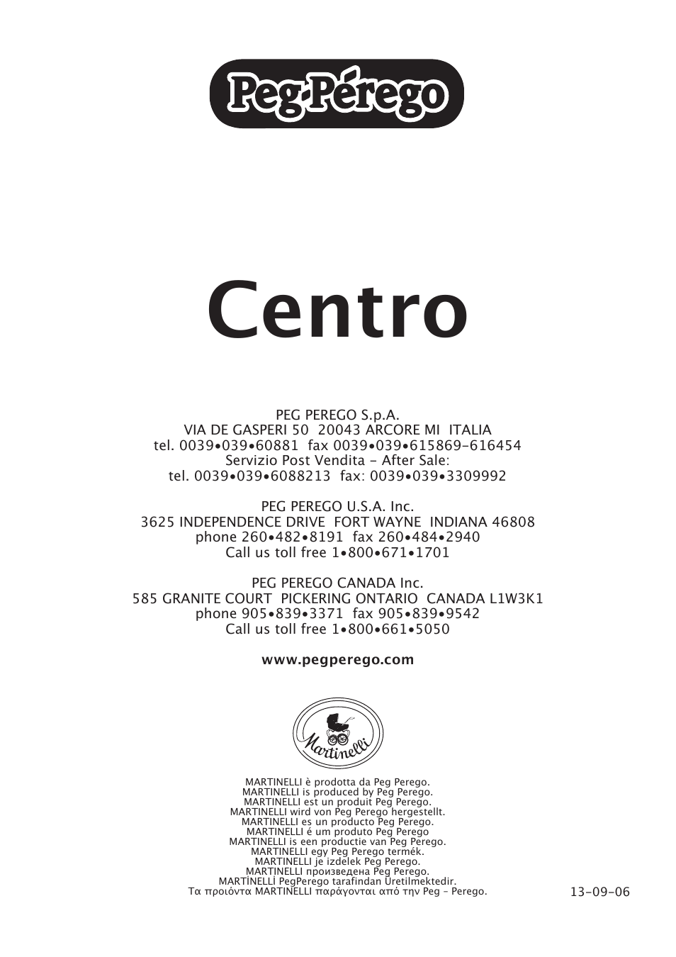 Centro | Peg-Perego Centro User Manual | Page 56 / 56