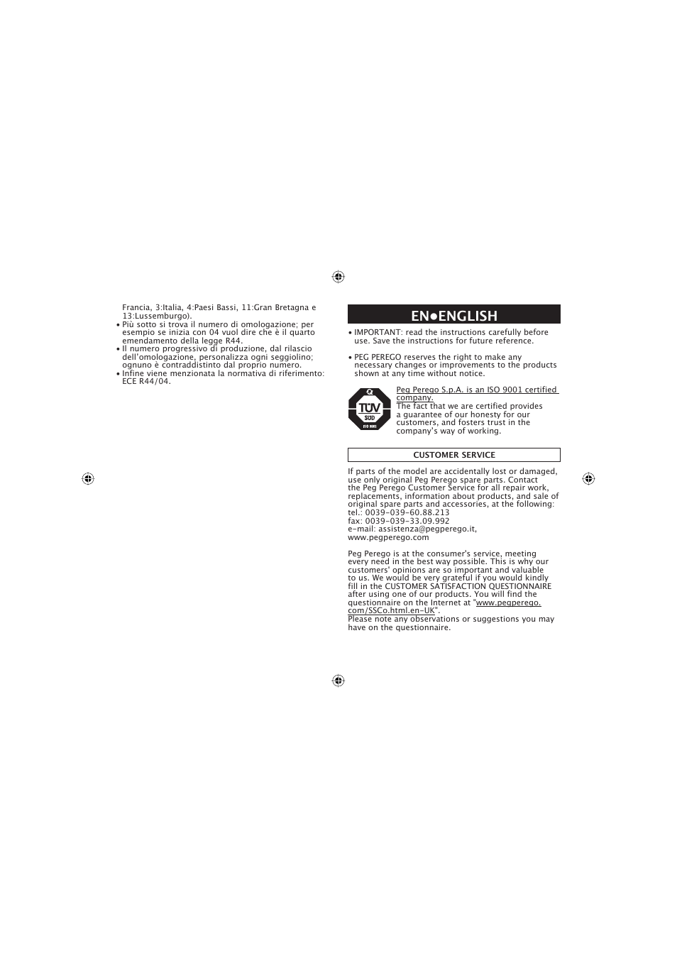 En•english | Peg-Perego ECE R44 User Manual | Page 19 / 93