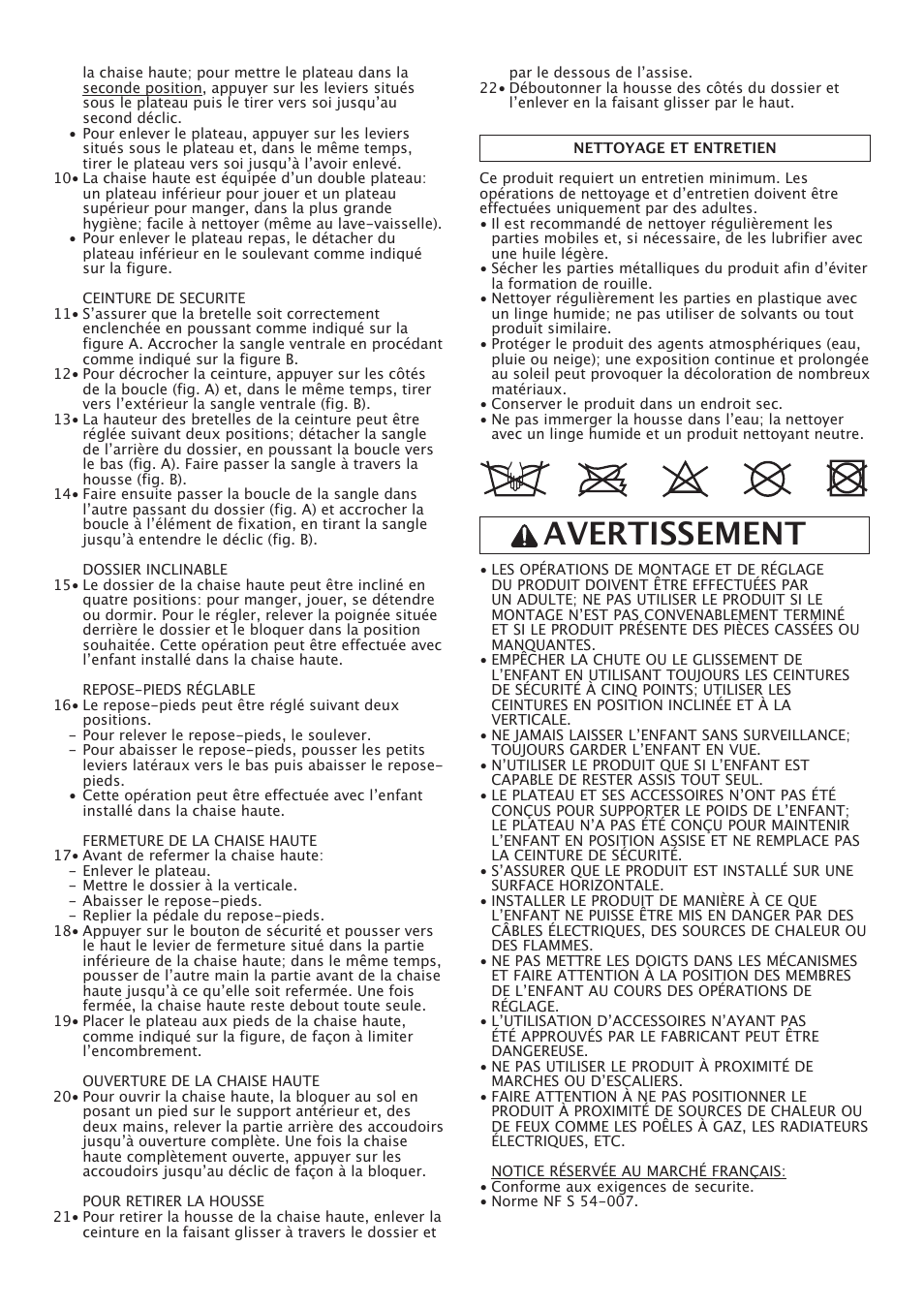 Avertissement | Peg-Perego Merenda User Manual | Page 11 / 28