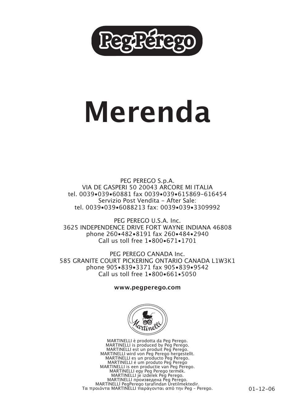 Merenda | Peg-Perego Merenda User Manual | Page 28 / 28