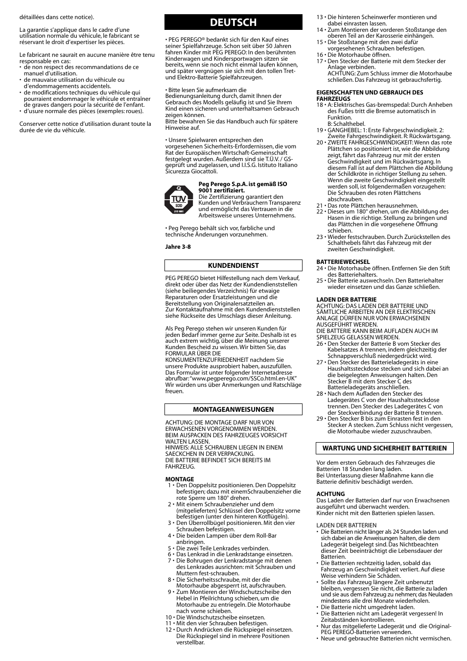 Deutsch | Peg-Perego SPORT RALLY IGOD0038 User Manual | Page 10 / 32