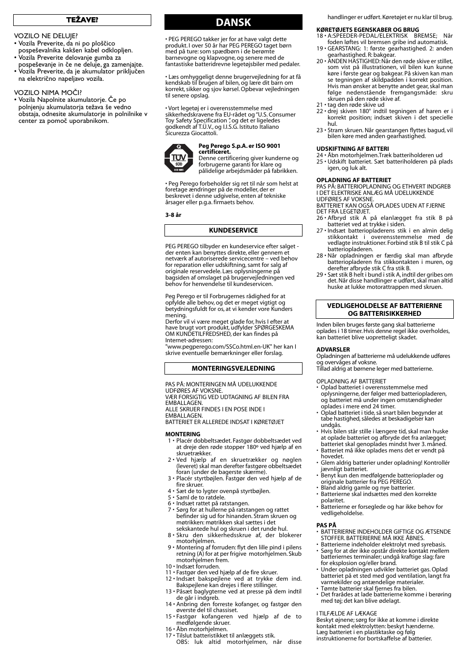 Dansk | Peg-Perego SPORT RALLY IGOD0038 User Manual | Page 16 / 32