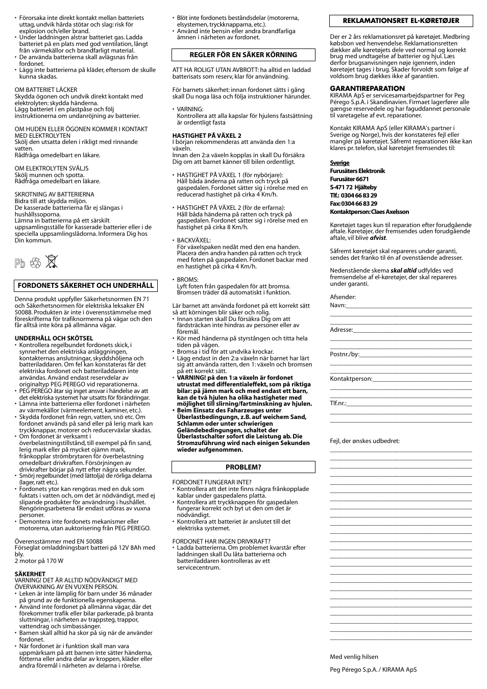 Peg-Perego SPORT RALLY IGOD0038 User Manual | Page 22 / 32