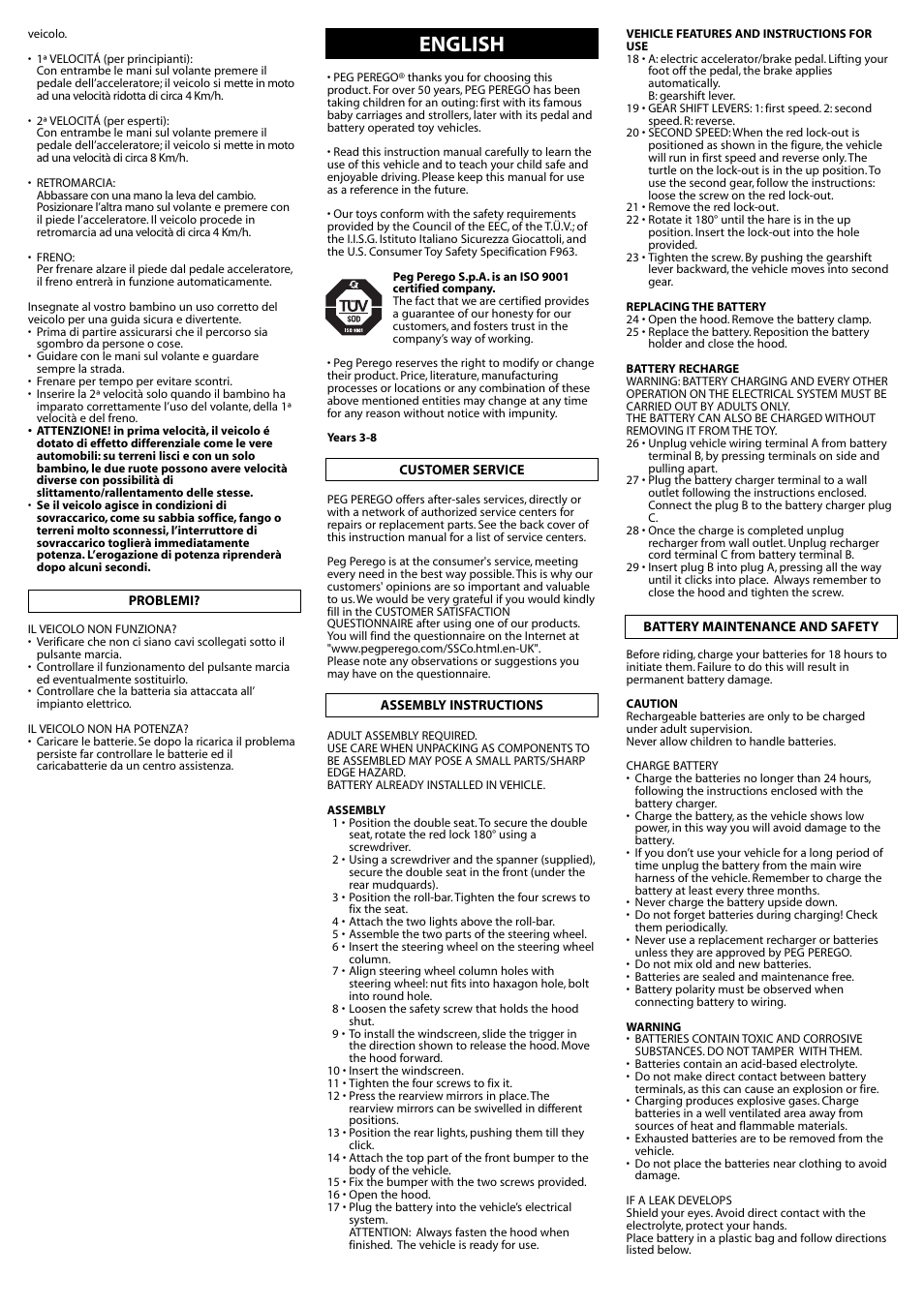 English | Peg-Perego SPORT RALLY IGOD0038 User Manual | Page 7 / 32