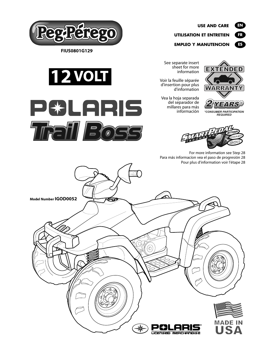 Peg-Perego POLARIS TRAIL BOSS IGOD0052 User Manual | 24 pages