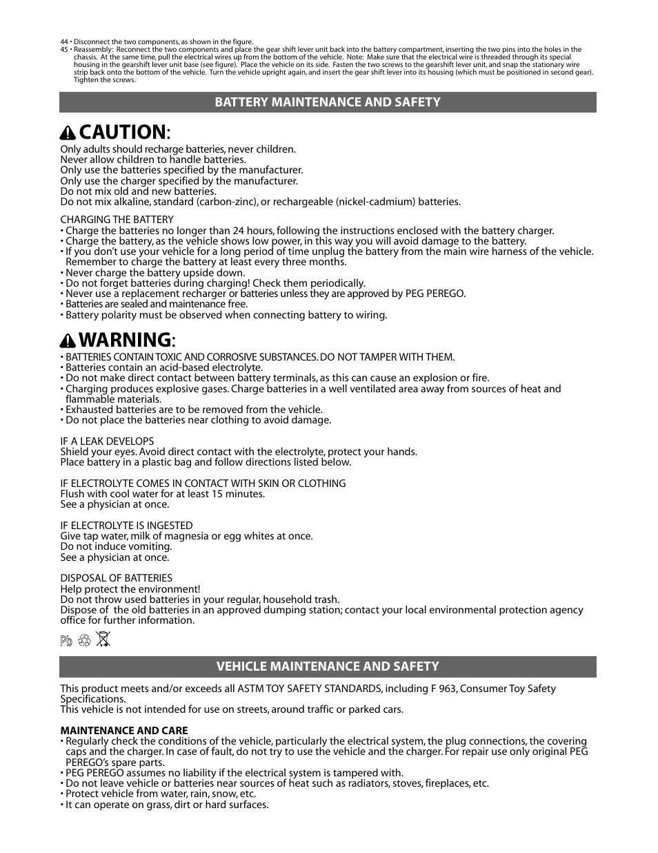 Caution, Warning | Peg-Perego POLARIS TRAIL BOSS IGOD0052 User Manual | Page 10 / 24