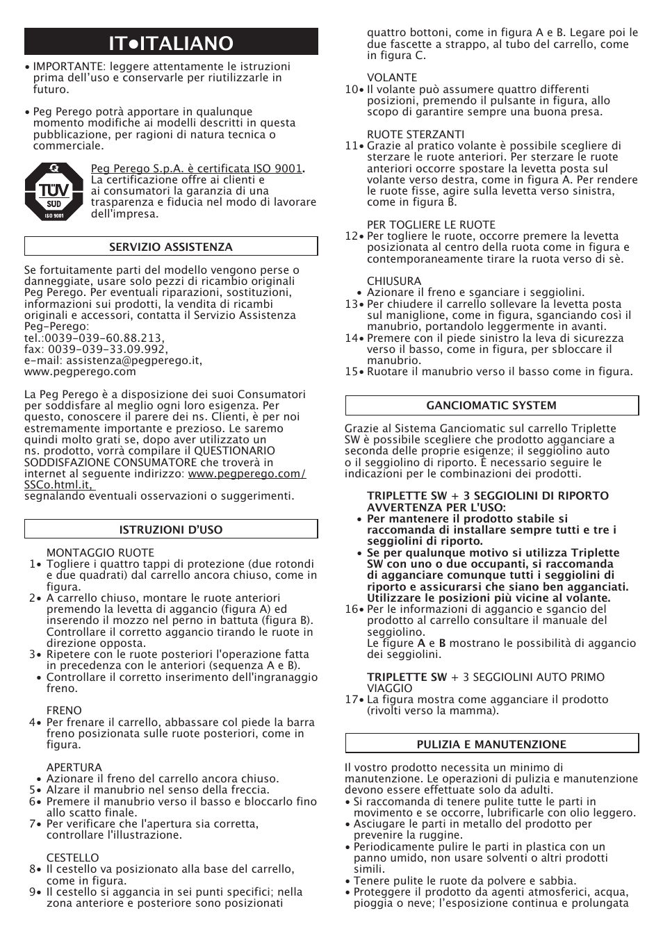 It•italiano | Peg-Perego Triplette SW User Manual | Page 8 / 28