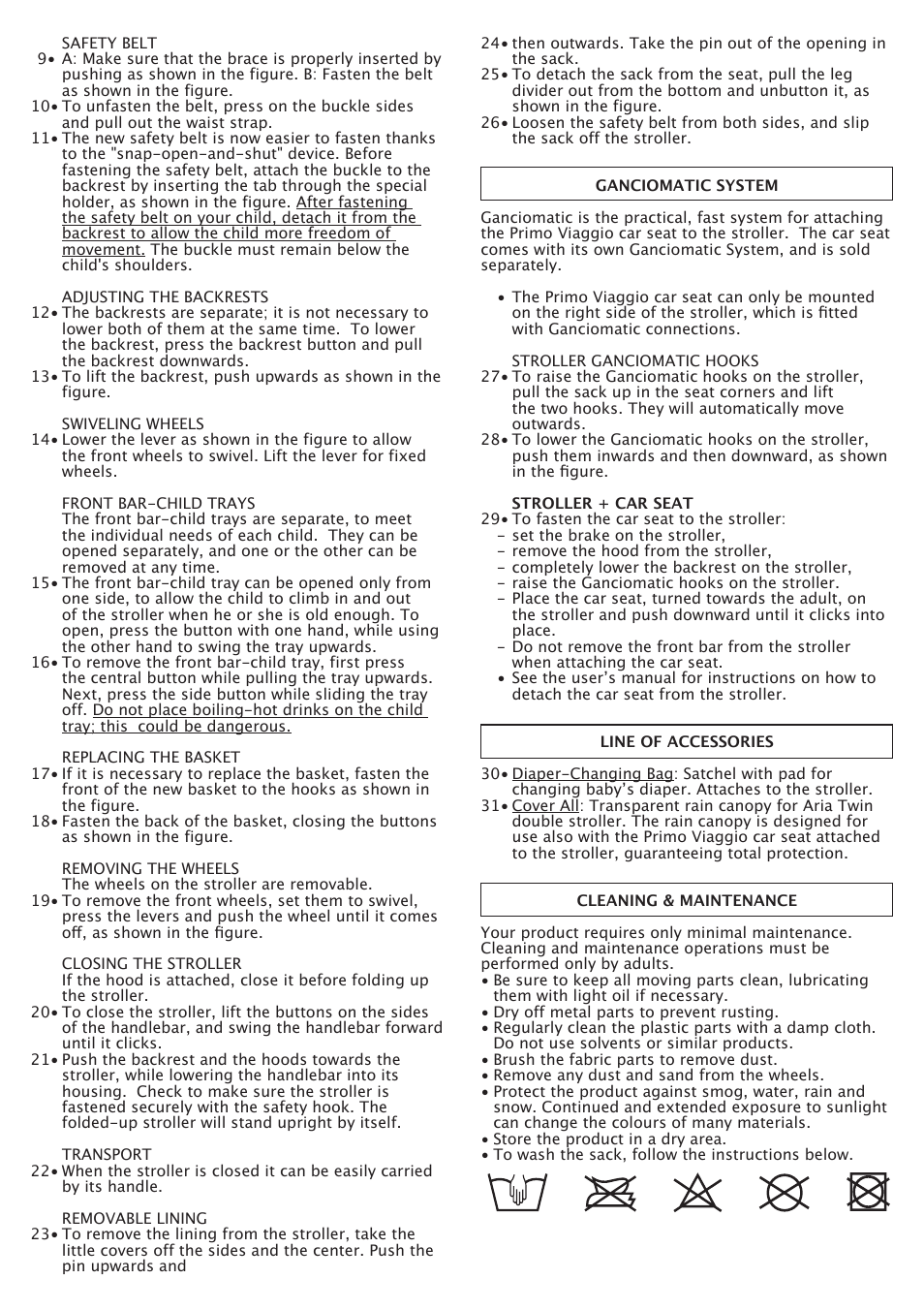 Peg-Perego Aria Twin 60-40 FI000703I85 User Manual | Page 13 / 52