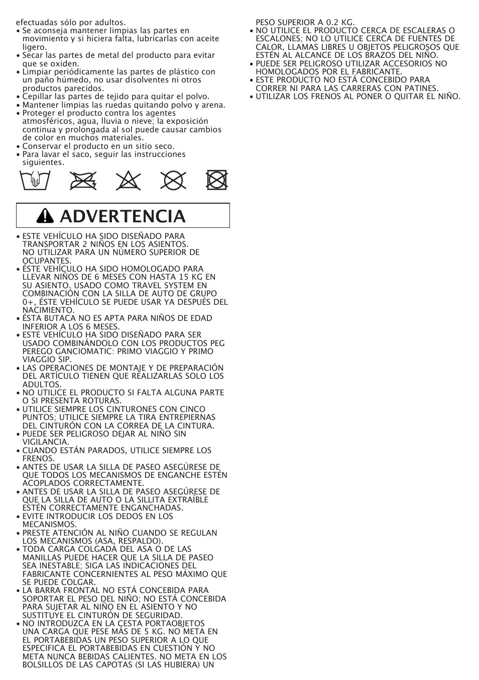 Advertencia | Peg-Perego Aria Twin 60-40 FI000703I85 User Manual | Page 21 / 52