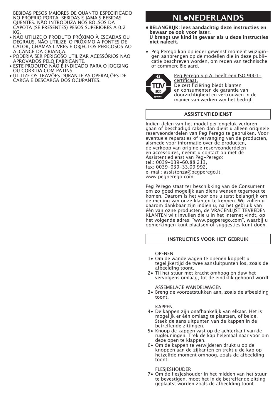 Nl•nederlands | Peg-Perego Aria Twin 60-40 FI000703I85 User Manual | Page 24 / 52