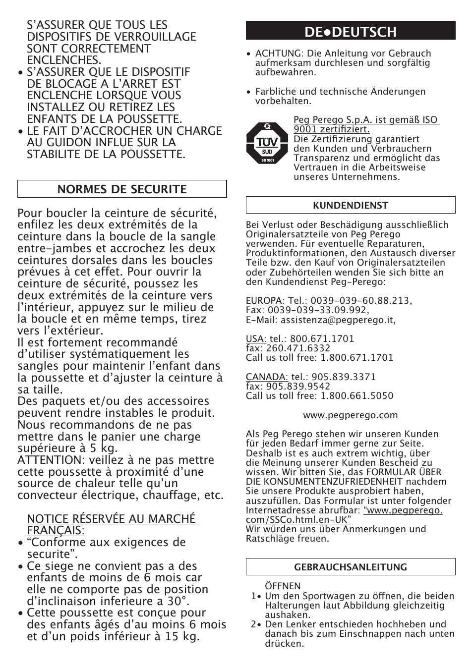 De•deutsch | Peg-Perego Aria Twin User Manual | Page 17 / 48