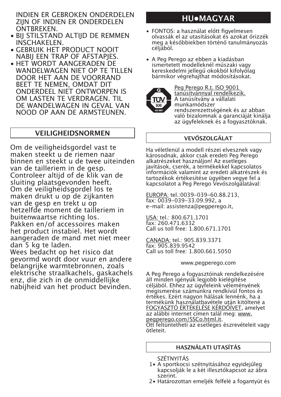 Hu•magyar | Peg-Perego Aria Twin User Manual | Page 29 / 48