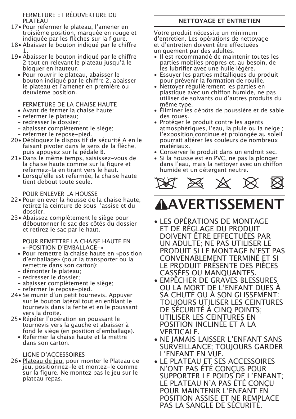 Avertissement | Peg-Perego FINA0601I60 User Manual | Page 14 / 16