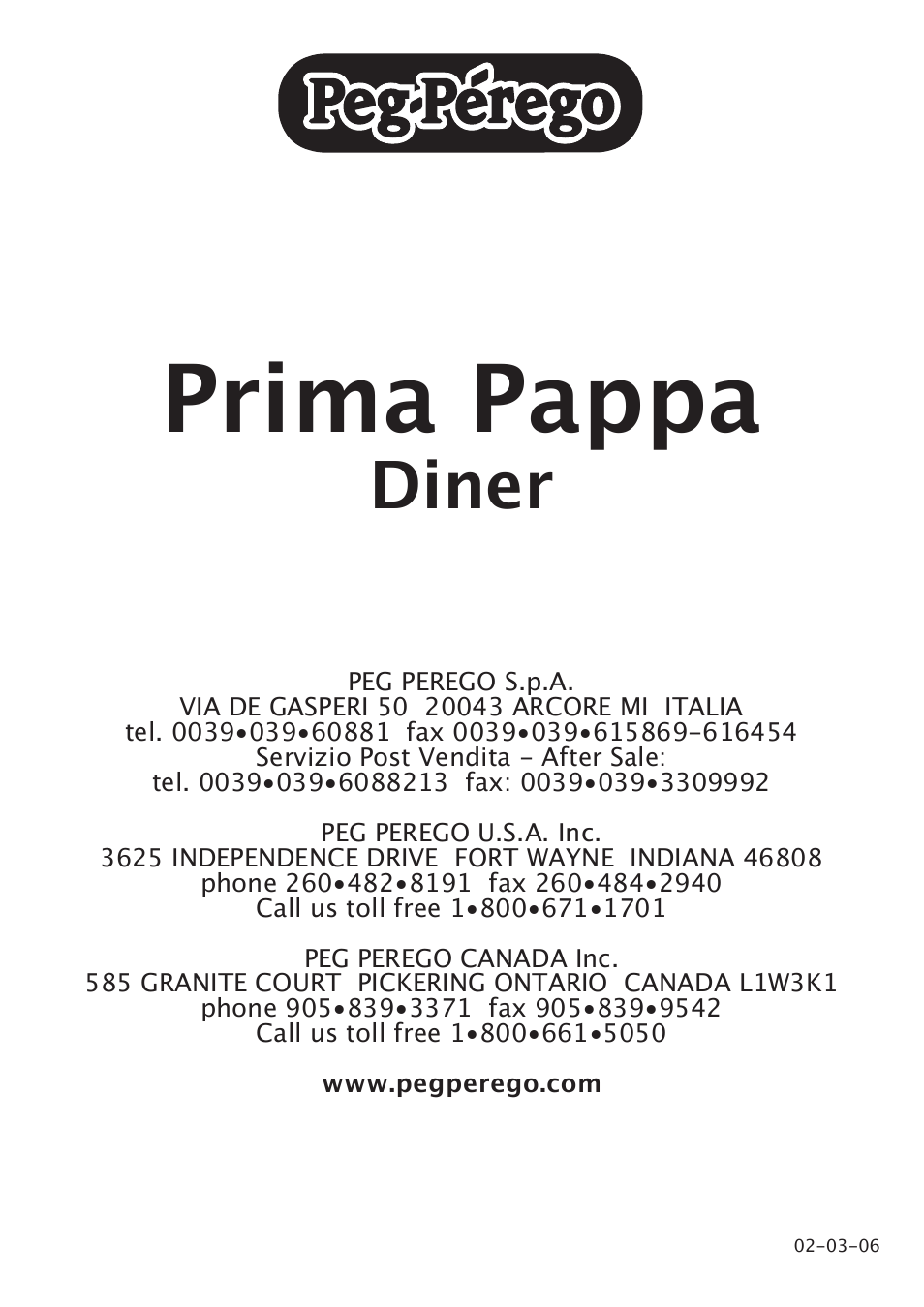 Prima pappa, Diner | Peg-Perego FINA0601I60 User Manual | Page 16 / 16