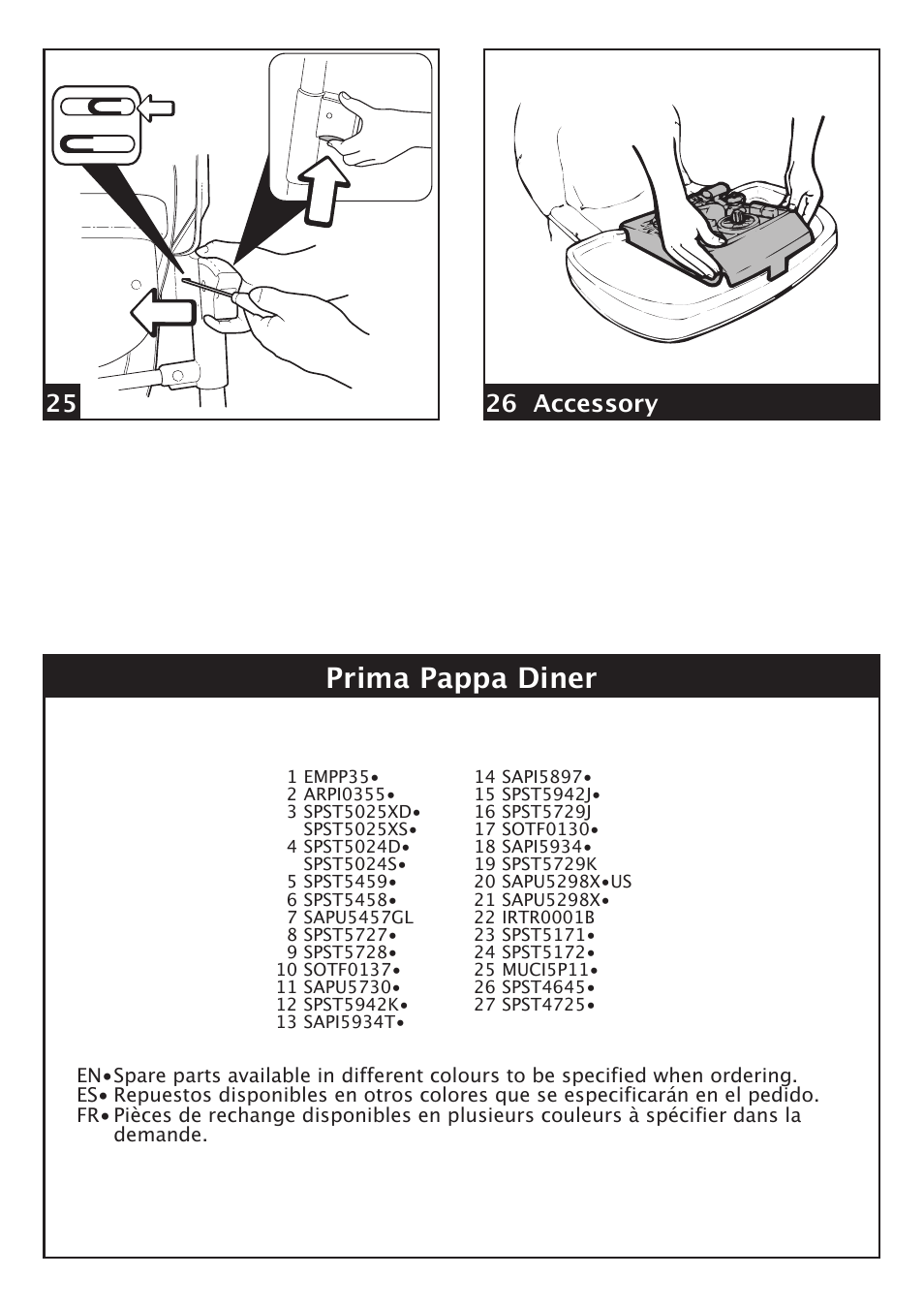 Prima pappa diner, 26 accessory 25 | Peg-Perego FINA0601I60 User Manual | Page 6 / 16