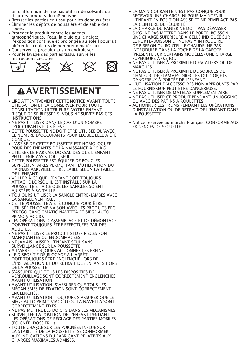 Avertissement | Peg-Perego GT3 User Manual | Page 25 / 76