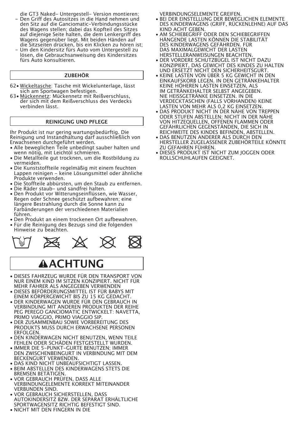 Achtung | Peg-Perego GT3 User Manual | Page 29 / 76