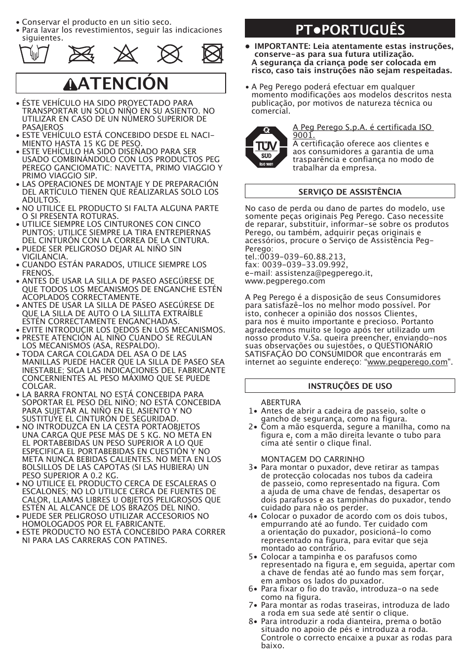Atención, Pt•português | Peg-Perego GT3 User Manual | Page 33 / 76
