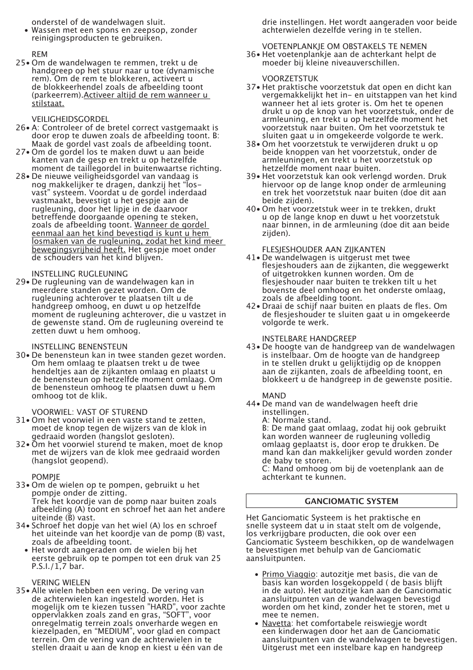 Peg-Perego GT3 User Manual | Page 38 / 76