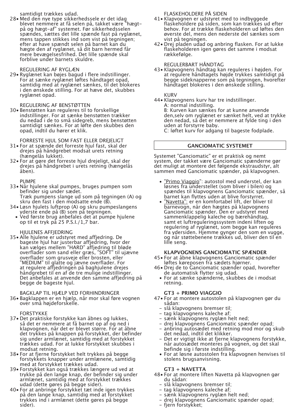 Peg-Perego GT3 User Manual | Page 42 / 76