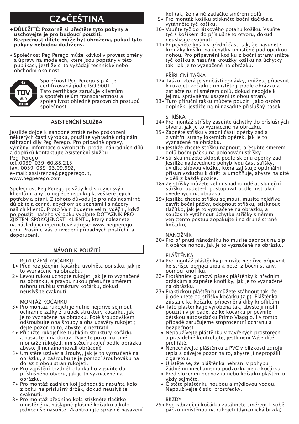 Cz•čeština | Peg-Perego GT3 User Manual | Page 48 / 76