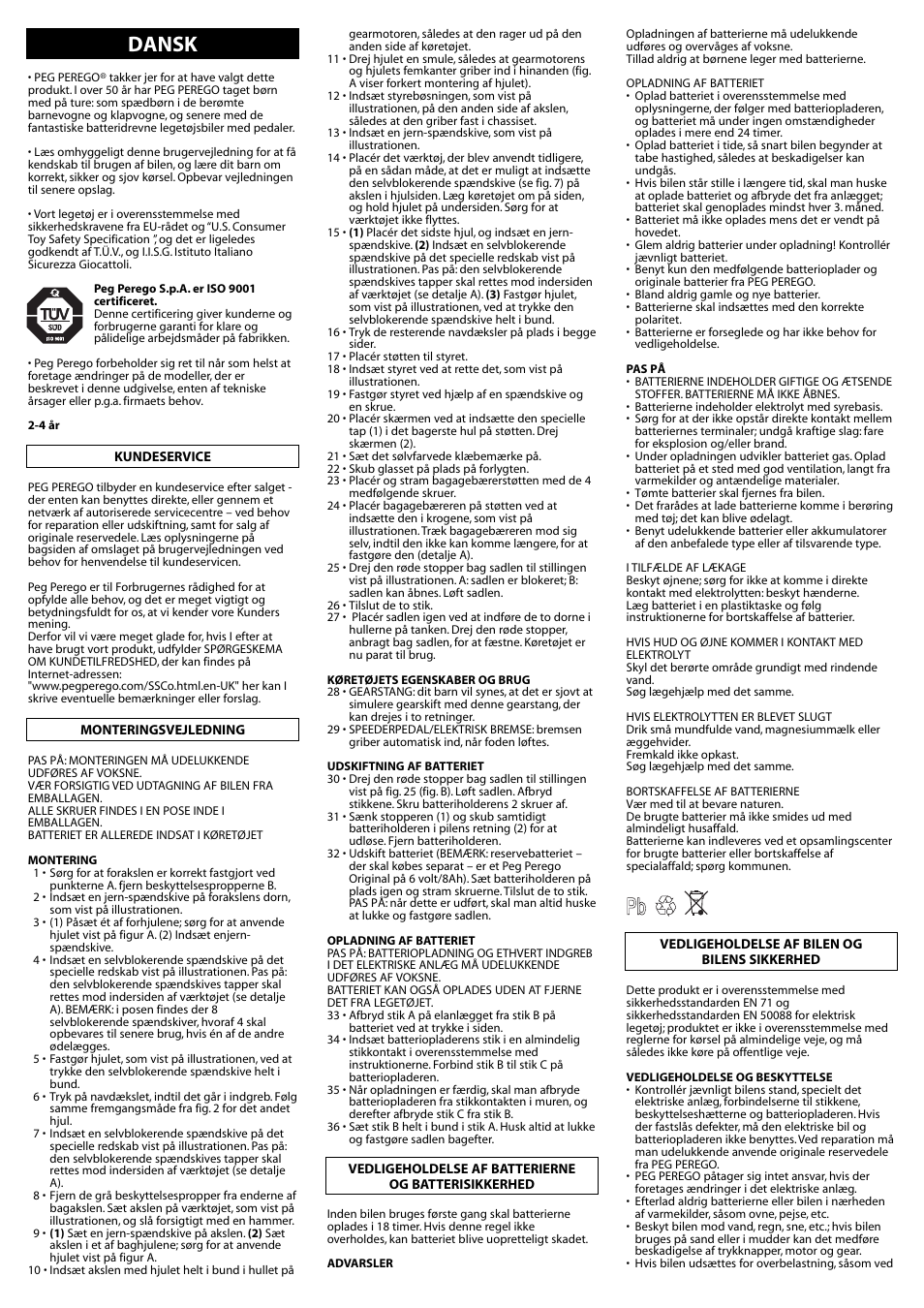 Dansk | Peg-Perego IGED1091 User Manual | Page 17 / 32