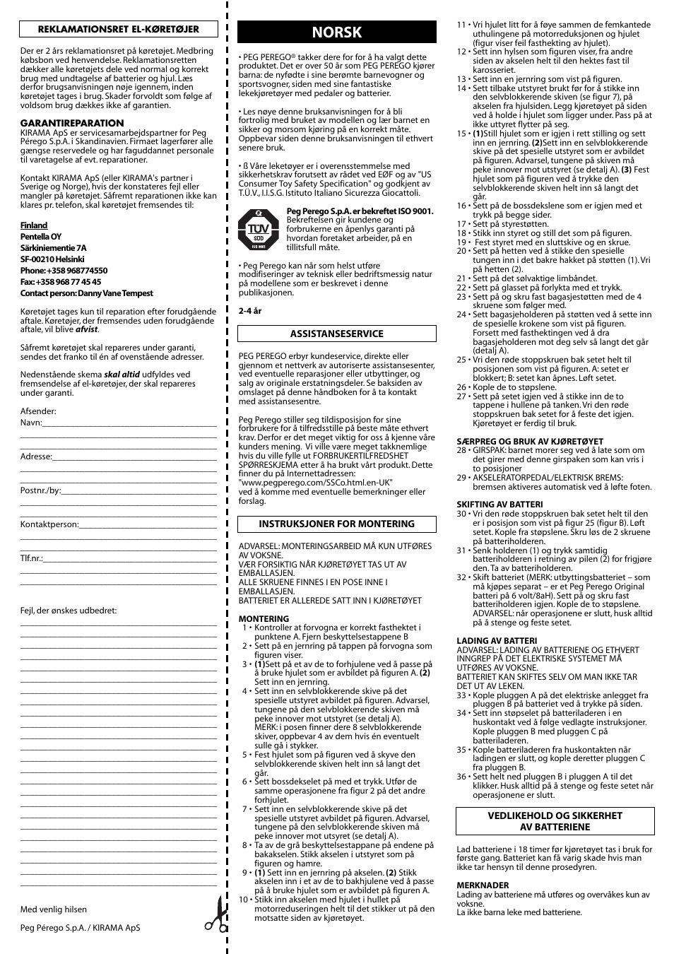 Norsk | Peg-Perego IGED1091 User Manual | Page 20 / 32