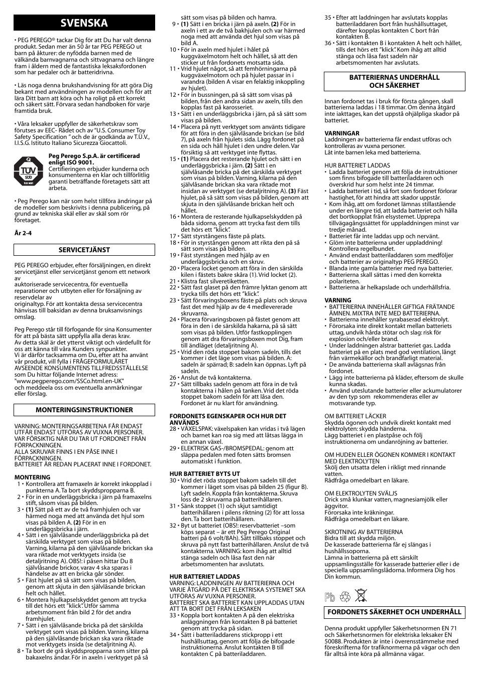 Svenska | Peg-Perego IGED1091 User Manual | Page 22 / 32