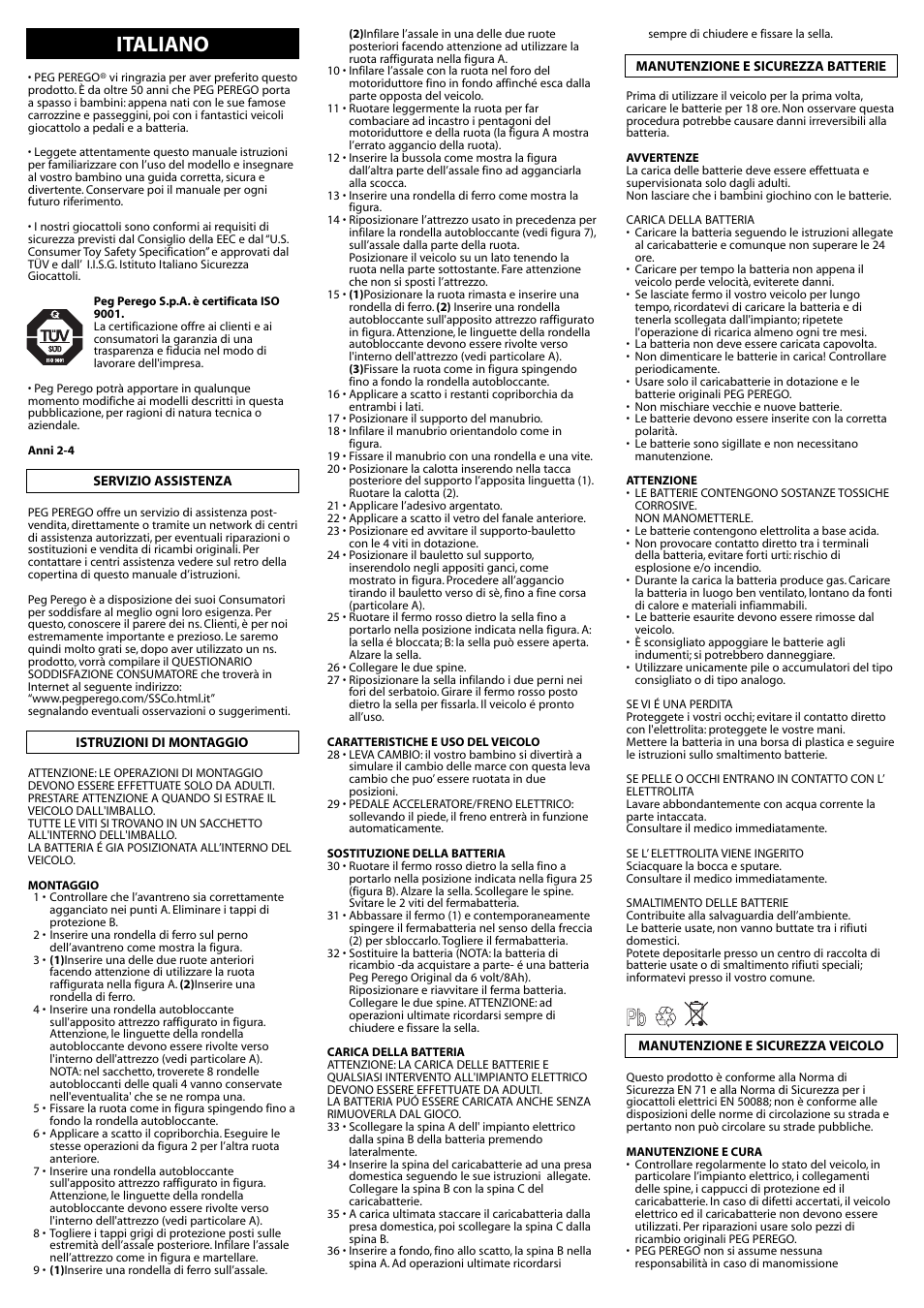 Italiano | Peg-Perego IGED1091 User Manual | Page 6 / 32