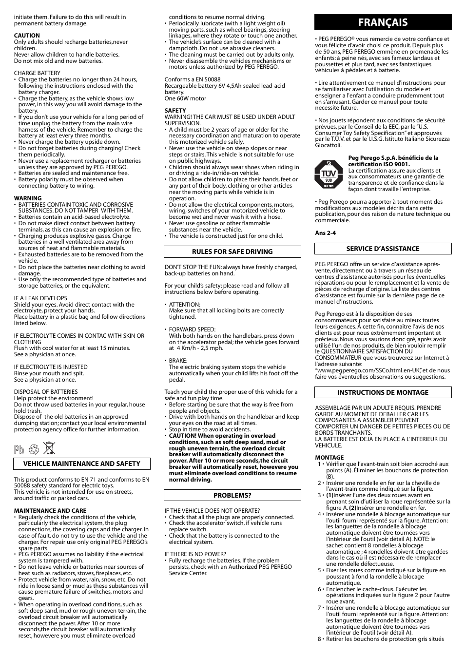 Français | Peg-Perego IGED1091 User Manual | Page 8 / 32