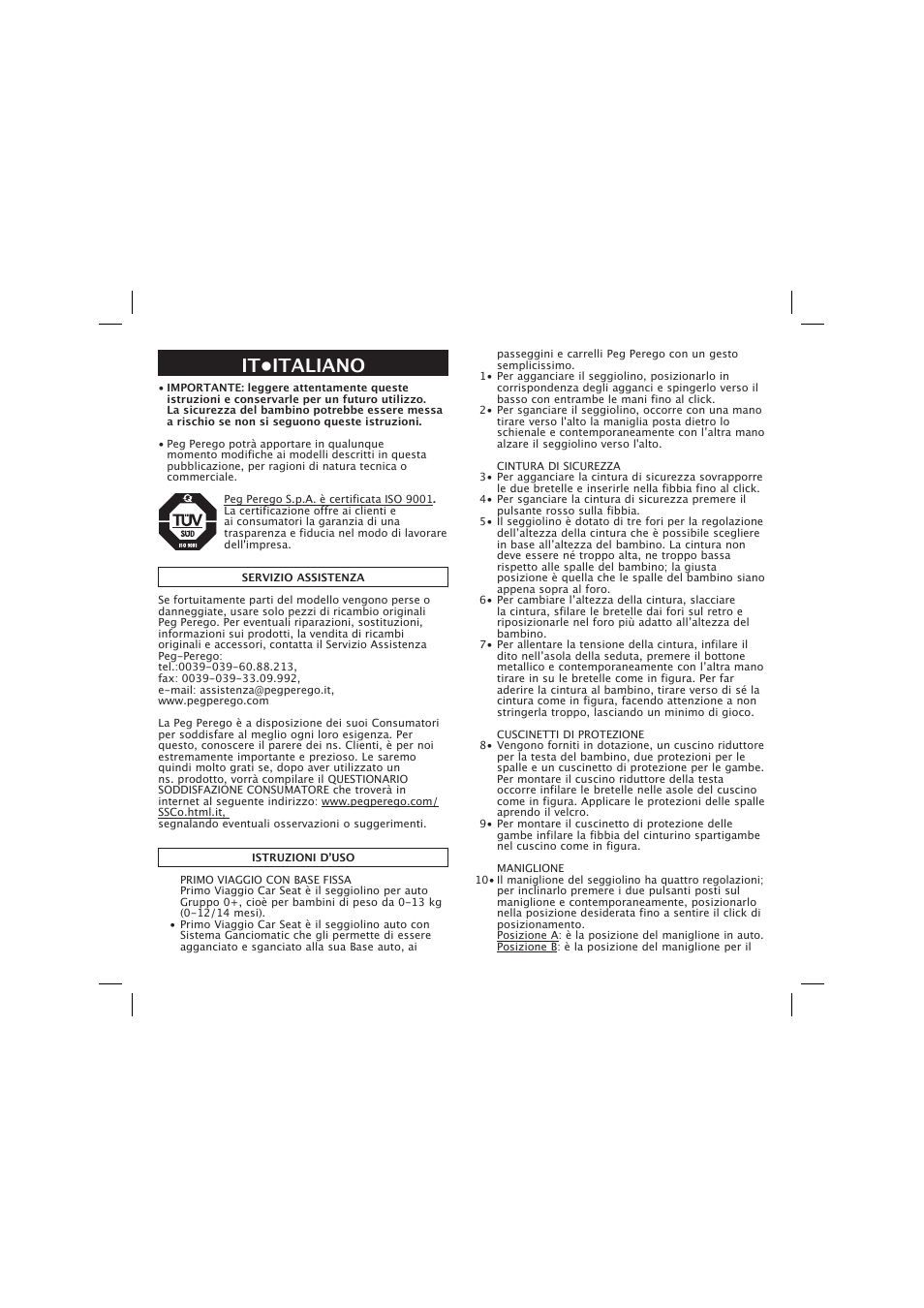 It•italiano | Peg-Perego Base Fissa User Manual | Page 10 / 68