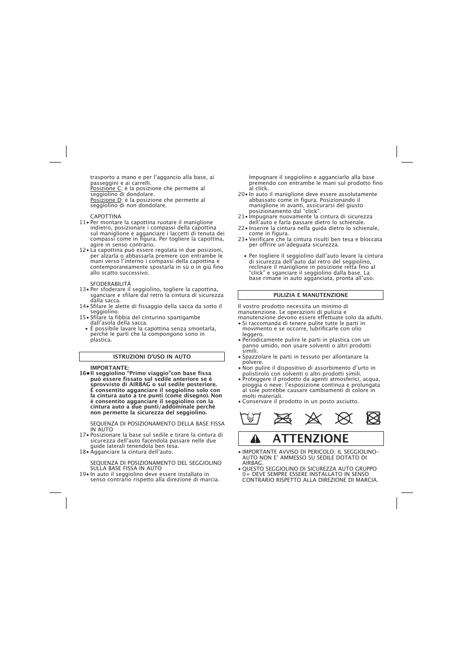 Attenzione | Peg-Perego Base Fissa User Manual | Page 11 / 68