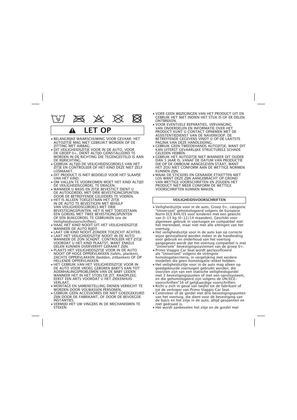 Let op | Peg-Perego Base Fissa User Manual | Page 33 / 68