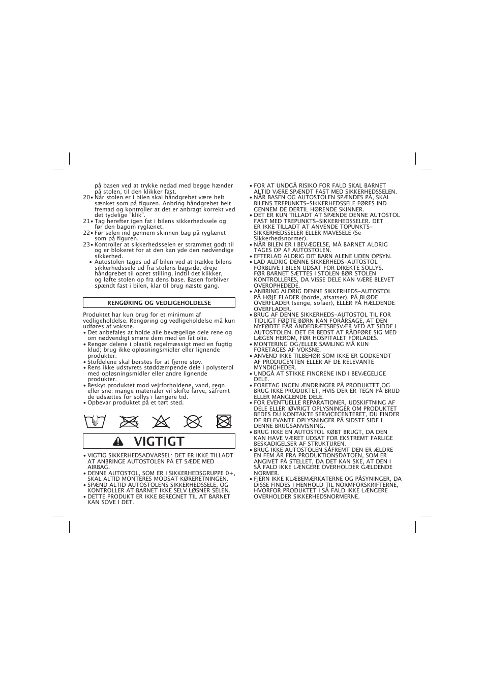 Vigtigt | Peg-Perego Base Fissa User Manual | Page 36 / 68