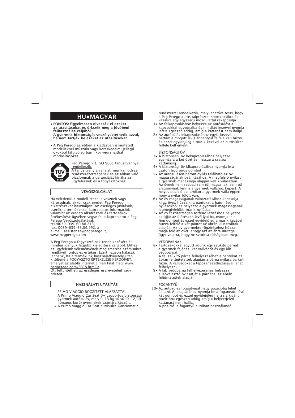 Hu•magyar | Peg-Perego Base Fissa User Manual | Page 48 / 68