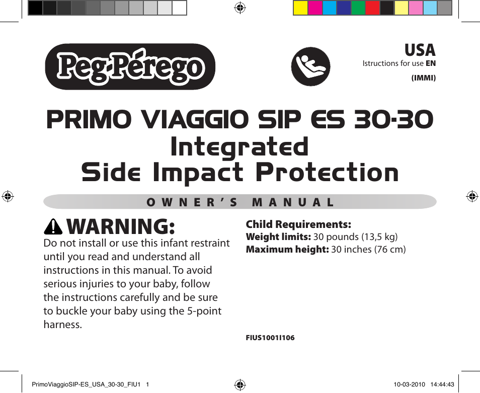 Peg-Perego PRIMO VIAGGIO SIP ES 30.30 User Manual | 92 pages