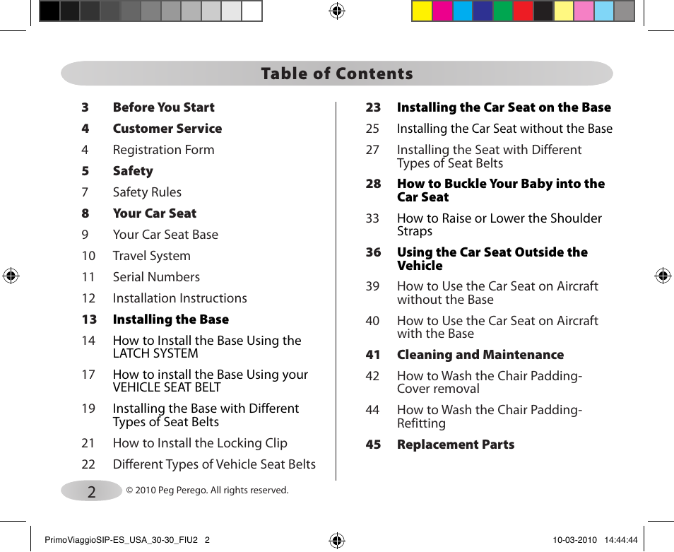 Peg-Perego PRIMO VIAGGIO SIP ES 30.30 User Manual | Page 2 / 92
