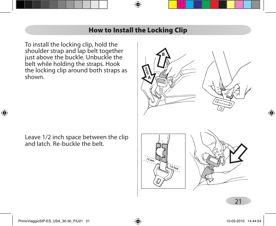 21 how to install the locking clip | Peg-Perego PRIMO VIAGGIO SIP ES 30.30 User Manual | Page 21 / 92
