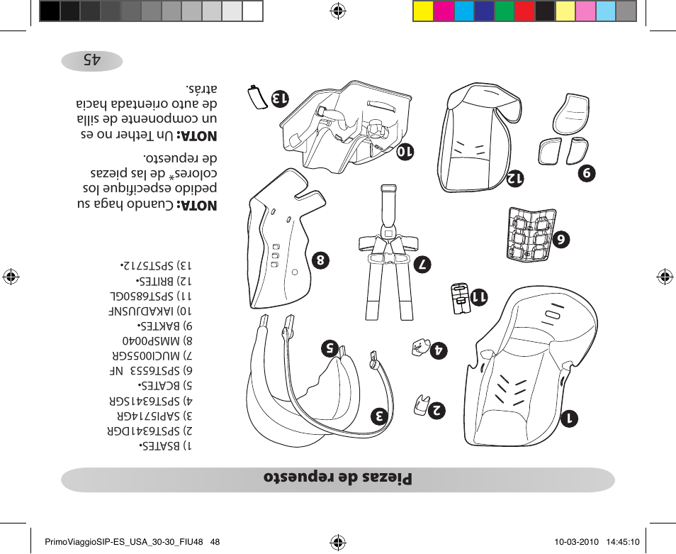Piezas de repuest o | Peg-Perego PRIMO VIAGGIO SIP ES 30.30 User Manual | Page 48 / 92